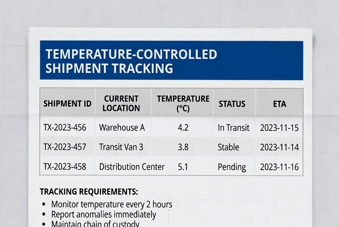 Temperature-Controlled Shipment Tracking Requirements