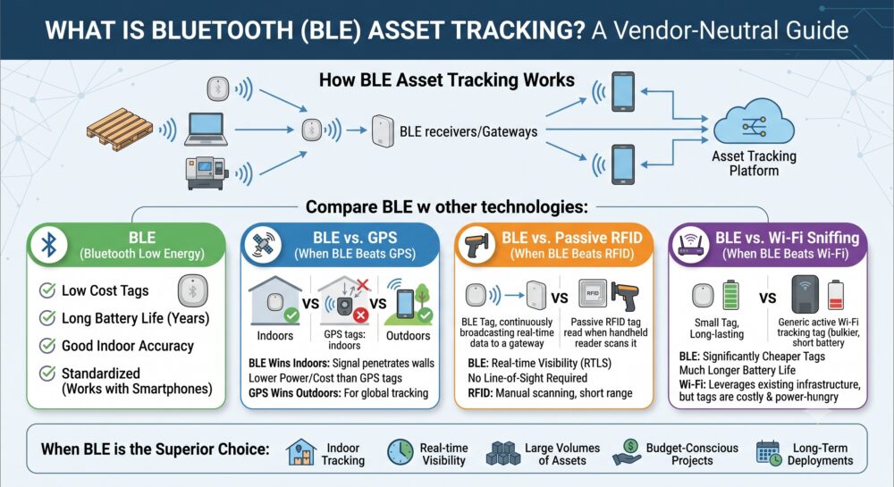 What Is Bluetooth Asset Tracking? A Vendor-Neutral Guide to BLE, and When It Beats GPS, RFID and Wi-Fi Sniffing